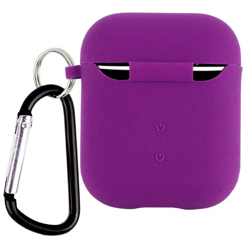 Силіконовий футляр з мікрофіброю для навушників Airpods 1/2 – Фіолетовий / Grape. Фото 4 з 4