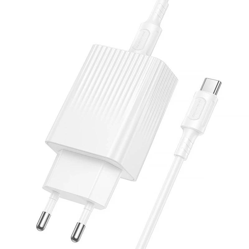 СЗУ Borofone BAS75A Source PD30W (1USB-C) + кабель Type-C to Type-C – White. Фото 4 из 5