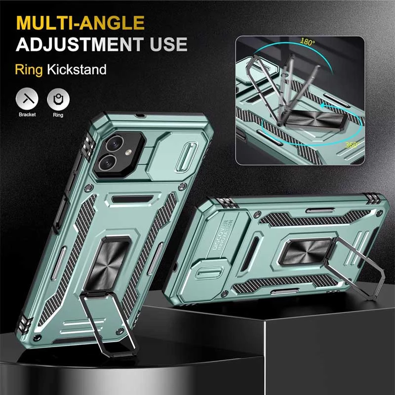 Ударостійкий чохол Square Ring зi шторкою на камеру на Samsung Galaxy A05 – Зелений / Light Green. Фото 5 з 6