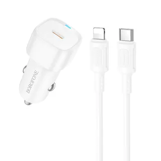 АЗП Borofone BZ34A Cloud PD20W (1USB-C) + кабель Type-C to Lightning — White
