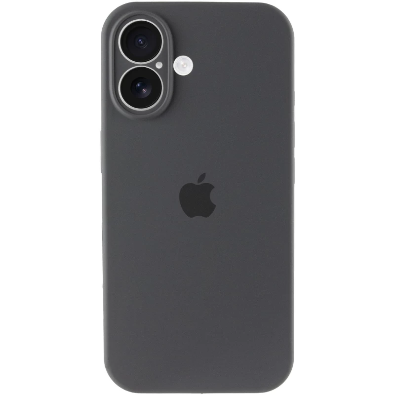 Чехол Silicone Case с защитой камеры для Apple iPhone 16 – Серый / Dark Gray. Фото 3 из 8