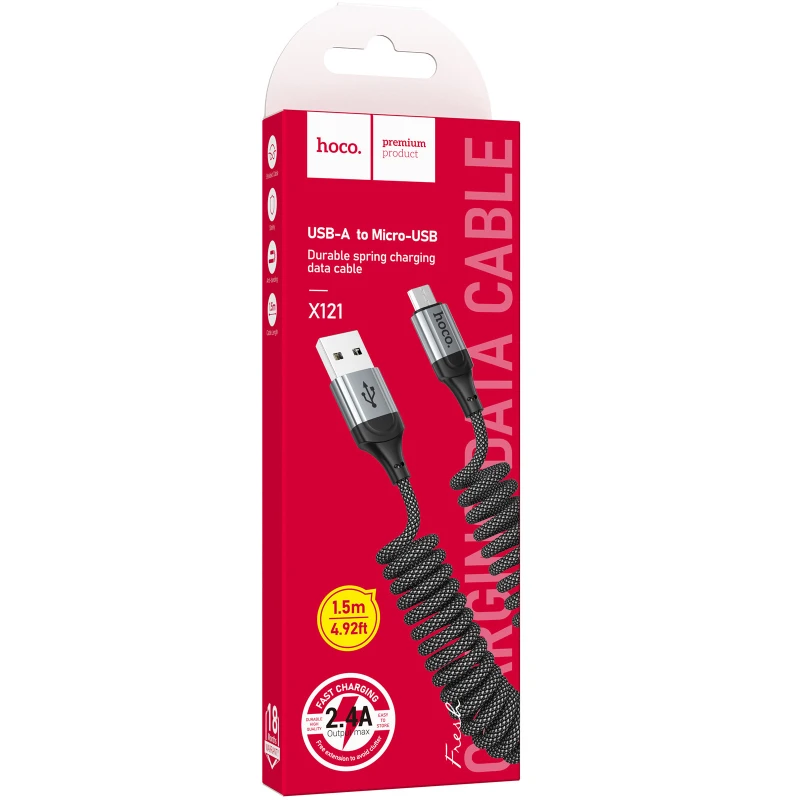Дата кабель Hoco X121 Nuevo USB to MicroUSB 2.4A (1.5m) – Black. Фото 2 из 7