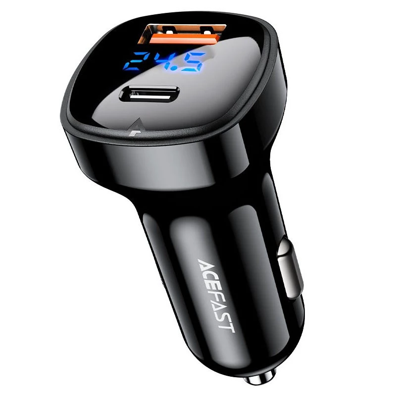

АЗП Acefast B4 digital display 66W(USB-C+USB-A) dual port (Black)