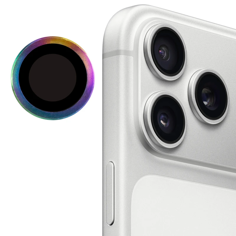 Металеве захисне скло на камеру на Apple iPhone 17 Pro (6.3") – Бузковий / Rainbow. Фото 5 з 12