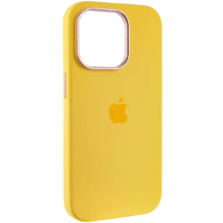Чохол Silicone Case з металевими кнопками на Apple iPhone 13 Pro Max (6.7") — Жовтий / Sunglow