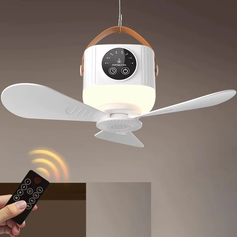 Портативний вентилятор D01 with LED and remote control 7200mAh – White. Фото 2 з 4