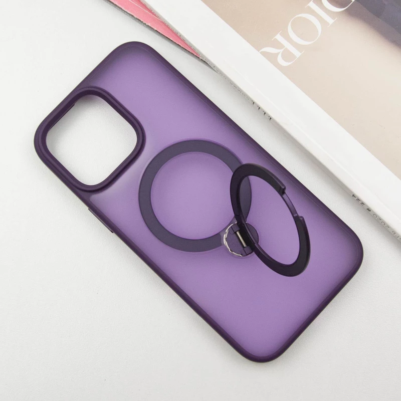 Кольоровий TPU+PC з металевими кнопками, кільцем та MagSafe на Apple iPhone 15 Pro (6.1") – Purple. Фото 5 з 11