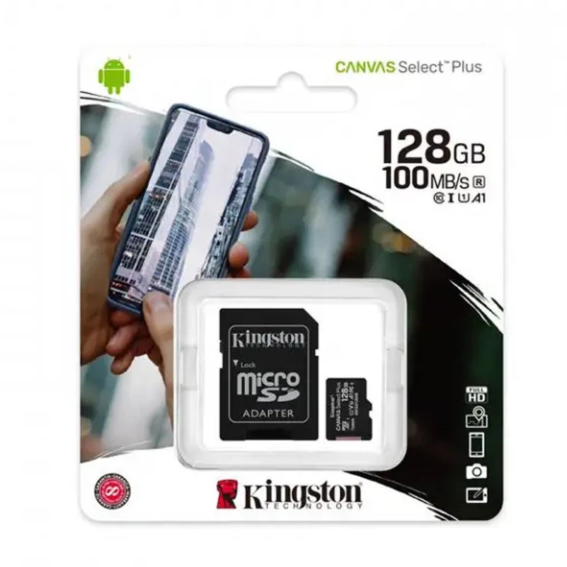 Карта пам'яті Kingston MicroSDXC 128GB (UHS-1) Class 10 A1 Canvas Select Plus R100MB/s + SD-адаптер фото 1 з 1