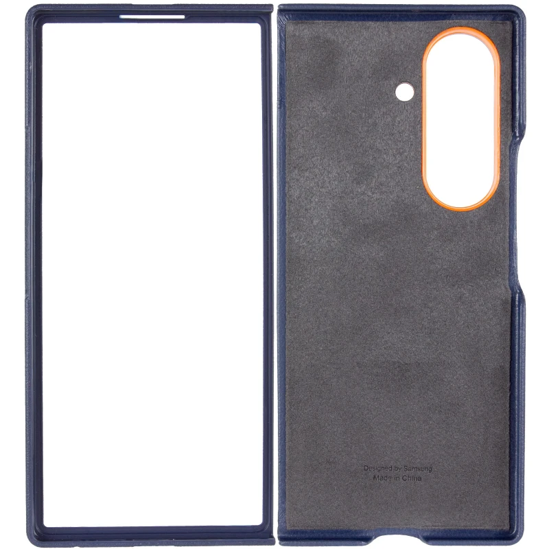 Шкіряний чохол Leather Case (AAA) with stand для Samsung Galaxy Z Fold7 – Navy. Фото 5 з 8