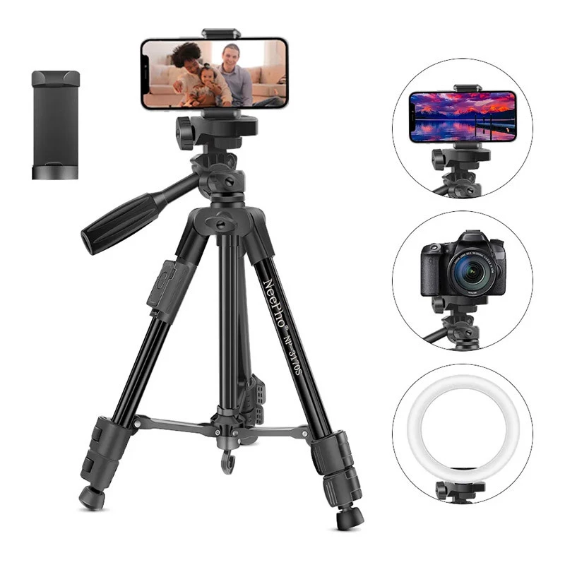 Штатив NeePho NP-3170S (не съемная площадка+держатель/BT-пульт/40-105см) – Black. Фото 3 из 8
