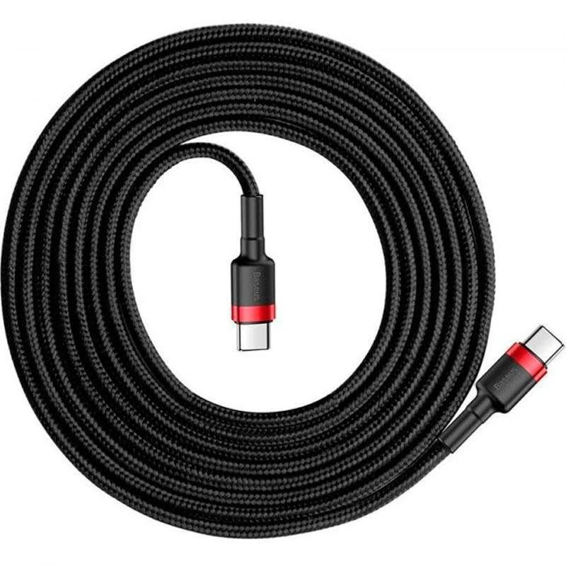 Дата кабель Baseus Cafule Type-C to Type-C Cable PD 2.0 60W (1m) – Чорний / Червоний. Фото 2 з 3