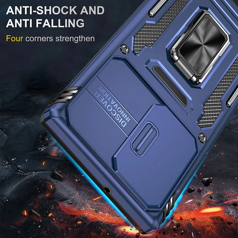 Ударопрочный чехол Square Ring c шторкой на камеру для Samsung Galaxy S25 Ultra – Синий / Navy. Фото 7 из 7