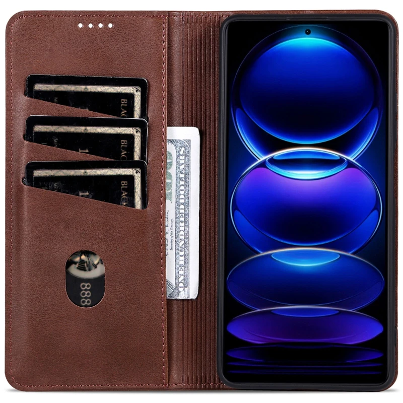 Шкіряний чохол-книжка AZNS Classic series для Samsung Galaxy A26 5G – Dark Brown. Фото 3 з 4