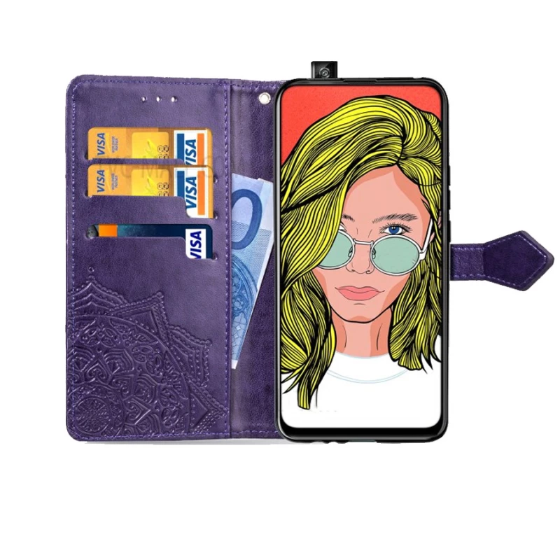 Кожаный чехол-книжка Art Case с визитницей для Huawei P Smart Z – Фиолетовый. Фото 4 из 8