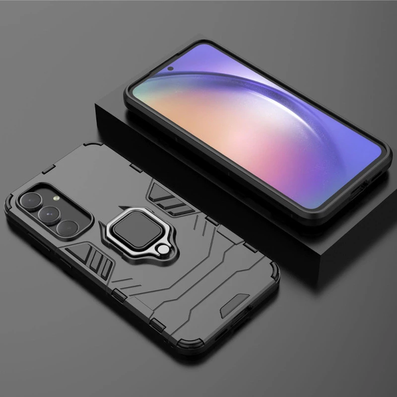 Противоударный чехол Transformer с кольцом для Samsung Galaxy S23 FE – Черный / Soul Black. Фото 6 из 8