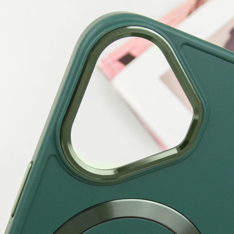 TPU чохол Bonbon з металевими кнопками та MagSafe на Apple iPhone 16 – Зелений / Pine green. Фото 5 з 7