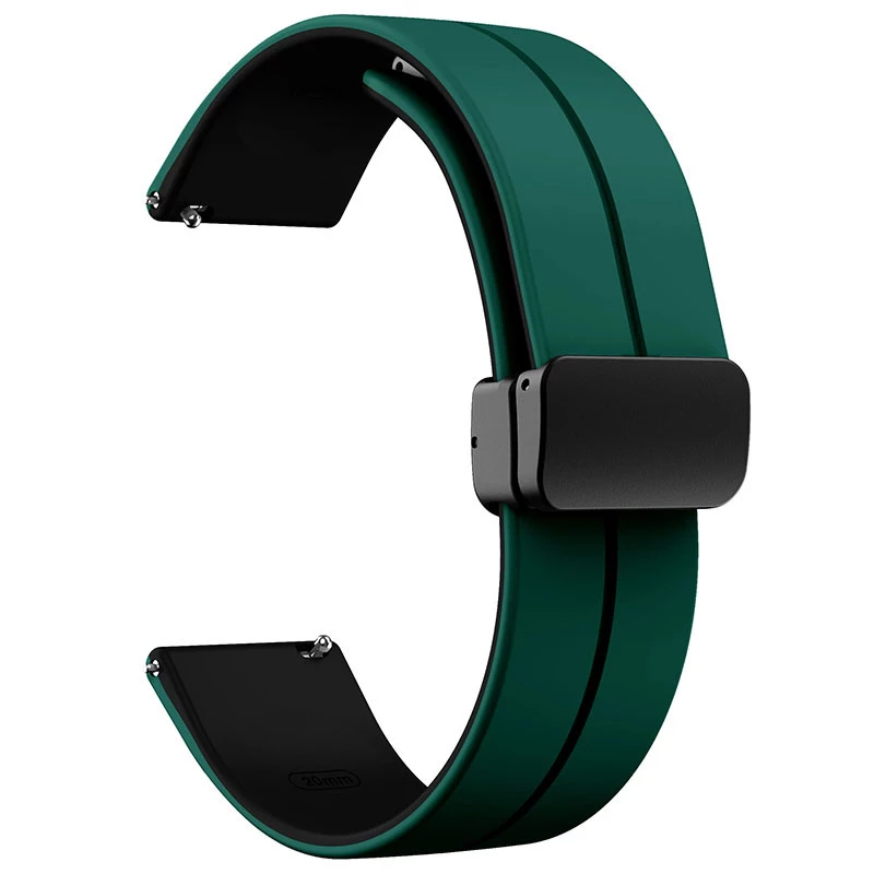 Силіконовий ремінець Classy для Smart Watch 20mm – Green / Black. Фото 2 з 2