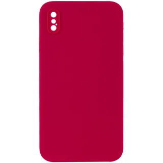 Чохол Silicone Case Square L з захистом камери на Apple iPhone XS (5.8") — Червоний / Rose Red
