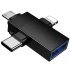 Перехідник Borofone BV26D 3in1 Lightning male/Type-C male/Micro male to USB2.0 female – Black. Фото 3 з 6