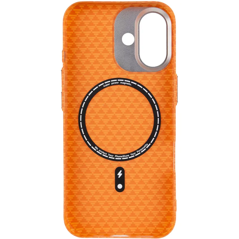Чехол TPU+PC KVZV Triangular Pattern with Magnetic Fit для Apple iPhone 17 (6.3") – Orange. Фото 7 из 9