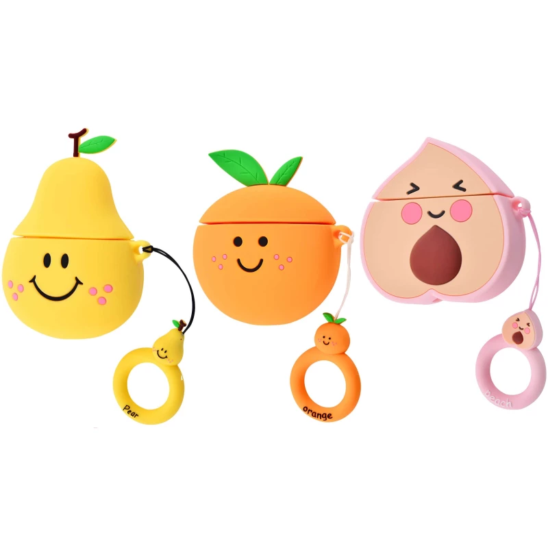 Силиконовый футляр Smile Fruits series для наушников AirPods 1/2 + кольцо фото 1 из 1