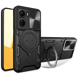 Ударостійкий чохол Bracket Ringstand із захисною шторкою для камери на Xiaomi Redmi 13C фото 1 з 13