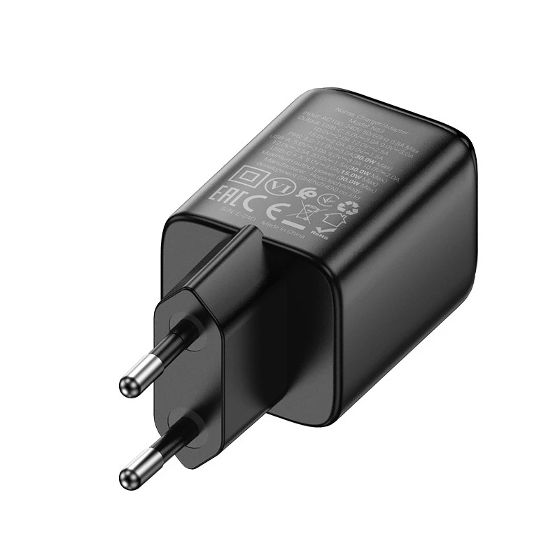 СЗУ Hoco N53 Monsoon PD30W+QC3.0 (1USB-A/1C) – Black. Фото 3 из 4