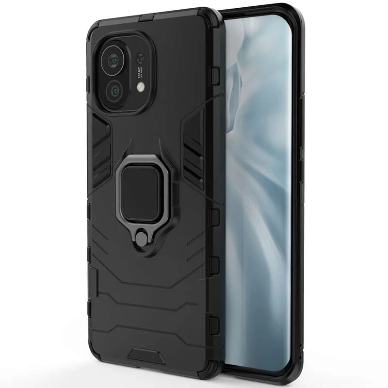 

Протиударний чохол Transformer з кільцем на Xiaomi Mi 11 (Чорний / Soul Black)