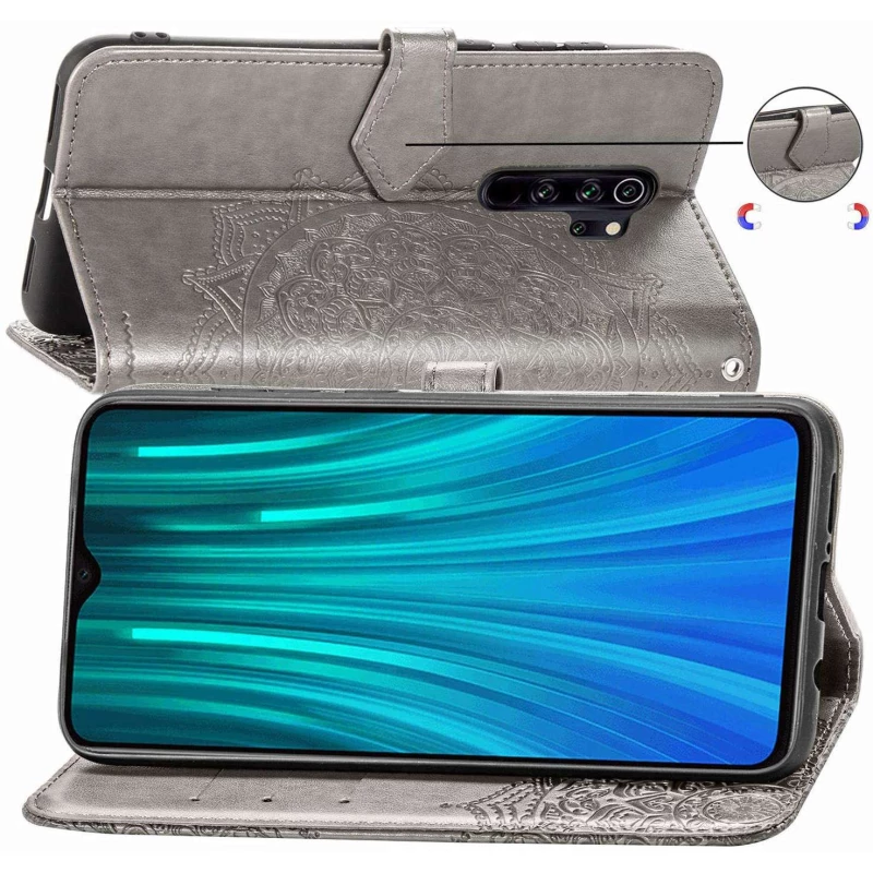 Кожаный чехол-книжка Art Case с визитницей для Xiaomi Redmi Note 8 Pro – Серый. Фото 7 из 7