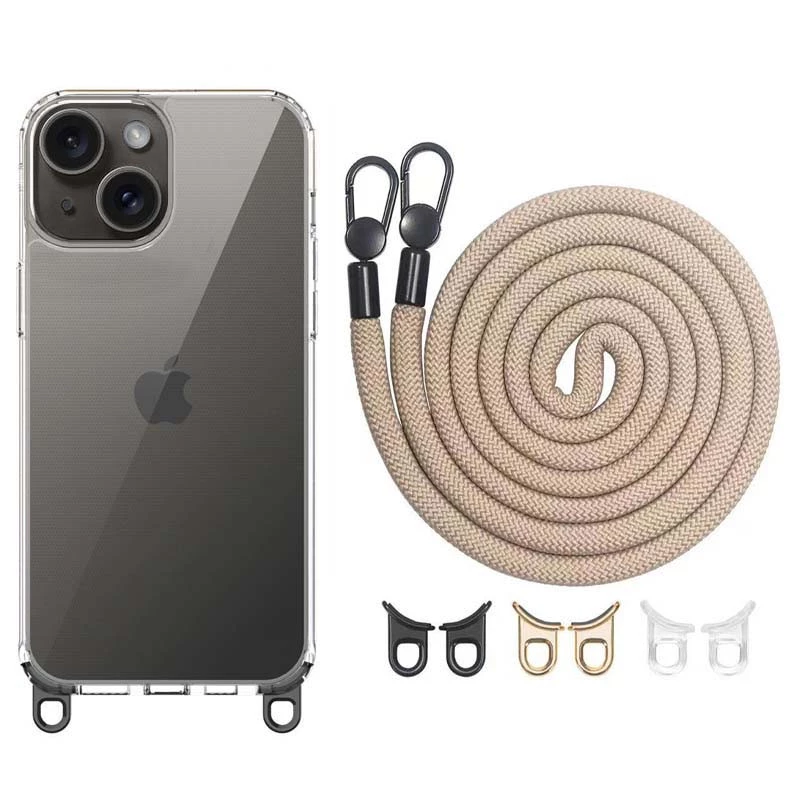 

Прозорий силіконовий чохол з ремінцем на Apple iPhone 13 (6.1") (Clay)