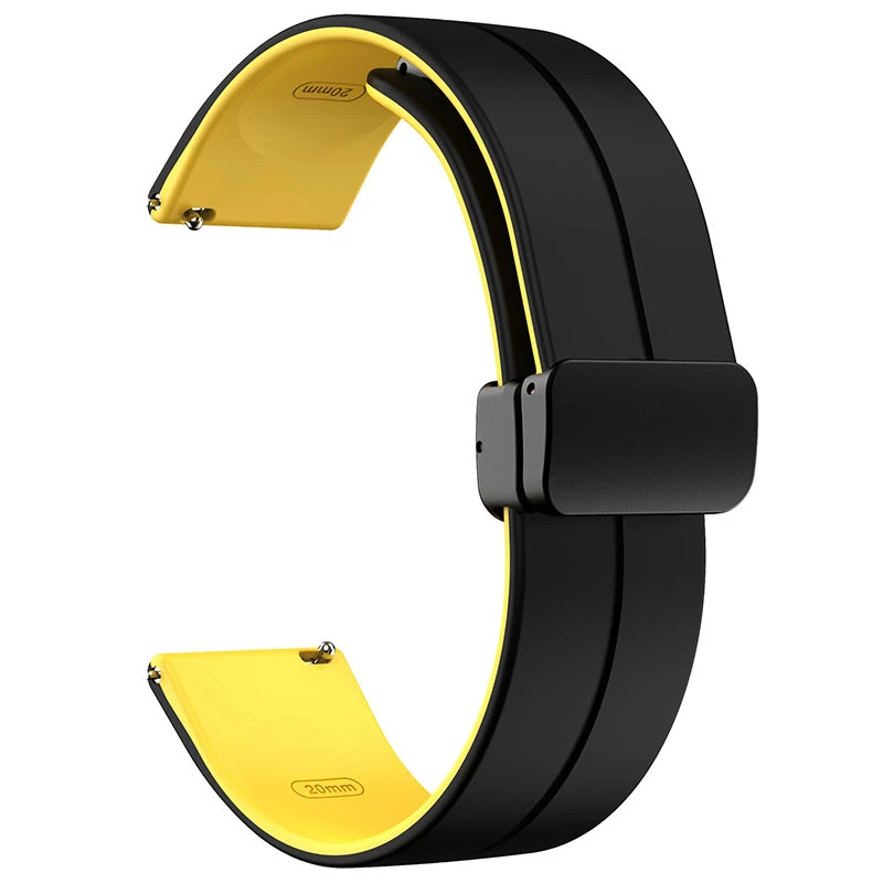 Силіконовий ремінець Classy для Smart Watch 20mm – Black / Yellow. Фото 2 з 2