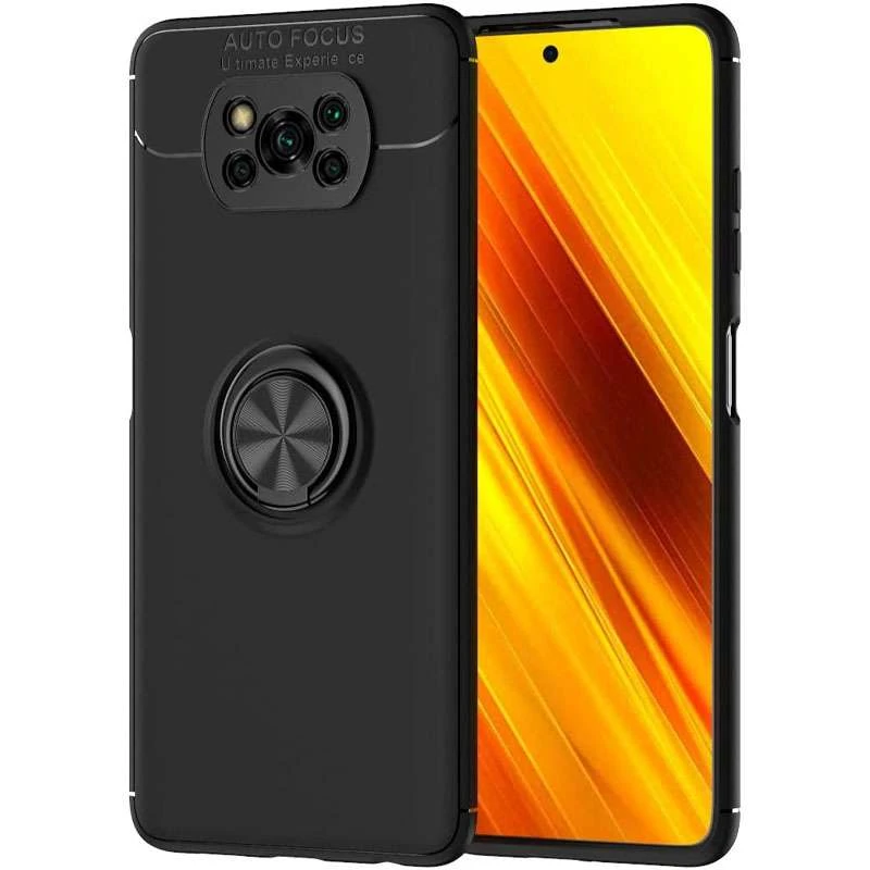 

Чехол Deen ColorRing с кольцом для Xiaomi Poco X3 NFC / Poco X3 Pro (Черный / Черный), Чорний / чорний
