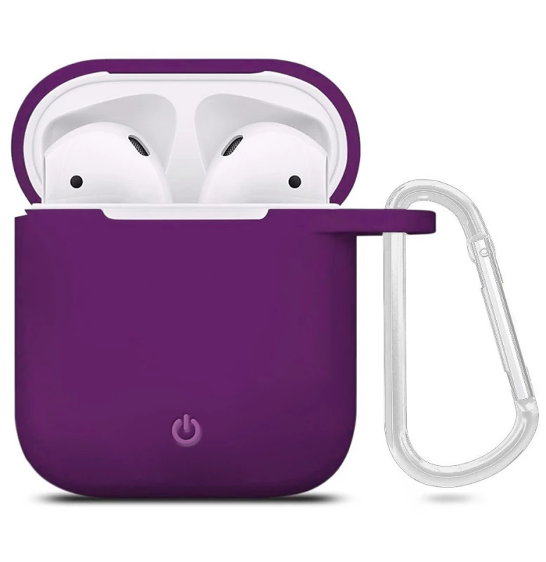 

Силиконовый футляр с карабином для наушников AirPods (Фиолетовый / Grape), Фіолетовий / grape