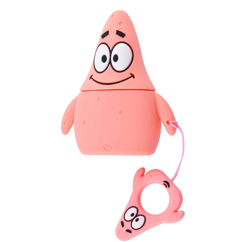 Силіконовий футляр SpongeBob series для навушників AirPods + кільце – Patrick / Рожевий. Фото 2 з 3