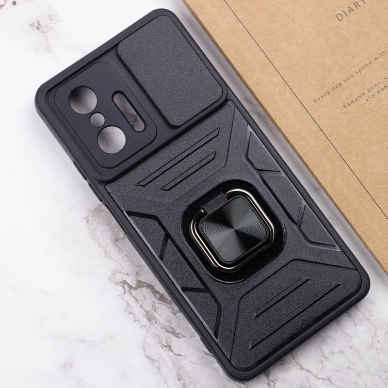 Протиударний чохол Flash зі шторкою для камери та кільцем на Xiaomi 11T / 11T Pro – Black. Фото 7 з 7