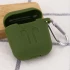 Силіконовий футляр для навушників Airpods Slim Logo + карабін – Зелений / Dark Olive. Фото 2 з 3
