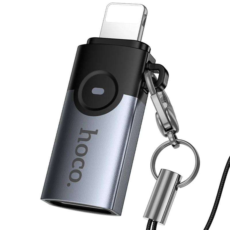 Перехідник Hoco UA46A Lightning Male to Type-C Female – Metal gray. Фото 5 з 6