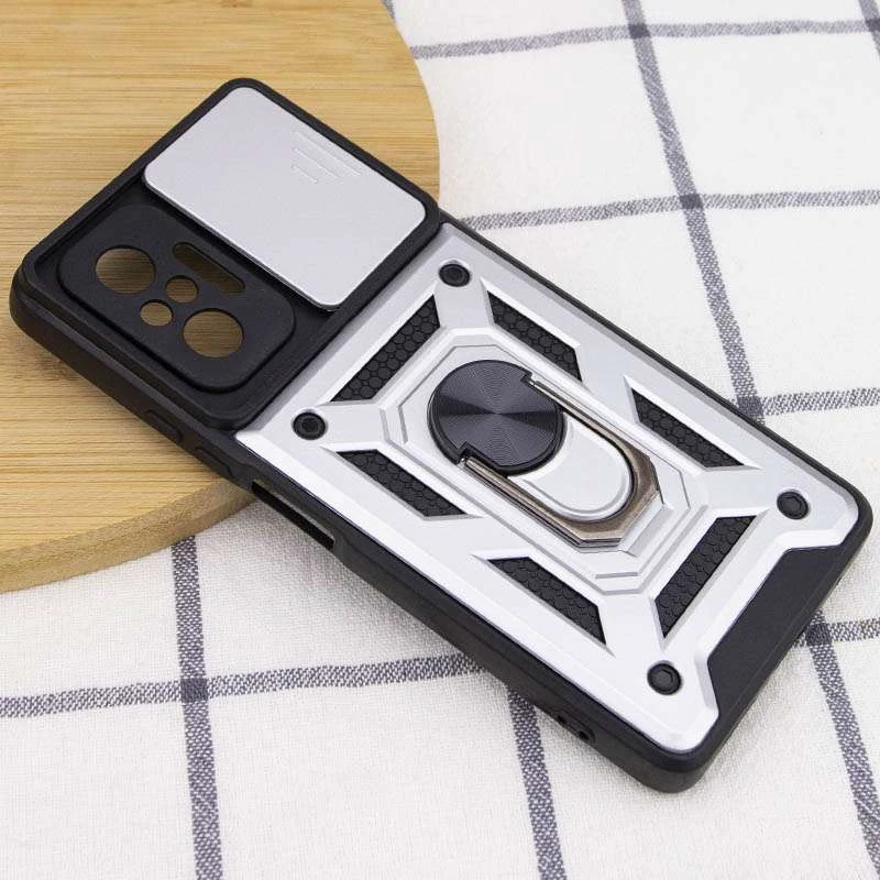 Ударопрочный чехол Serge Ring с защитой камеры для Xiaomi Redmi Note 10 Pro – Серебряный. Фото 4 из 5