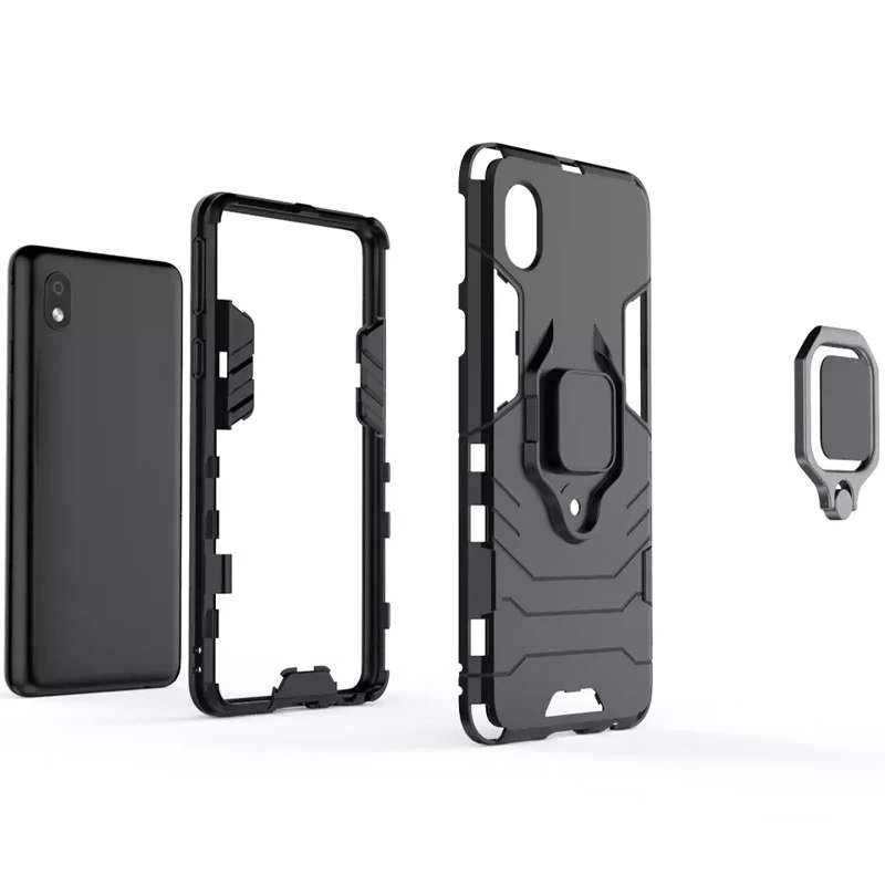 Противоударный чехол Transformer с кольцом для Samsung Galaxy M01 Core / A01 Core – Черный / Soul Black. Фото 4 из 7