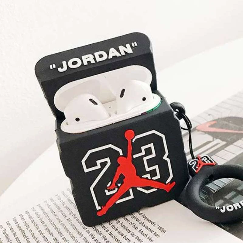 Силіконовий футляр Square case для навушників AirPods – Jordan 23 / Чорний. Фото 2 з 2