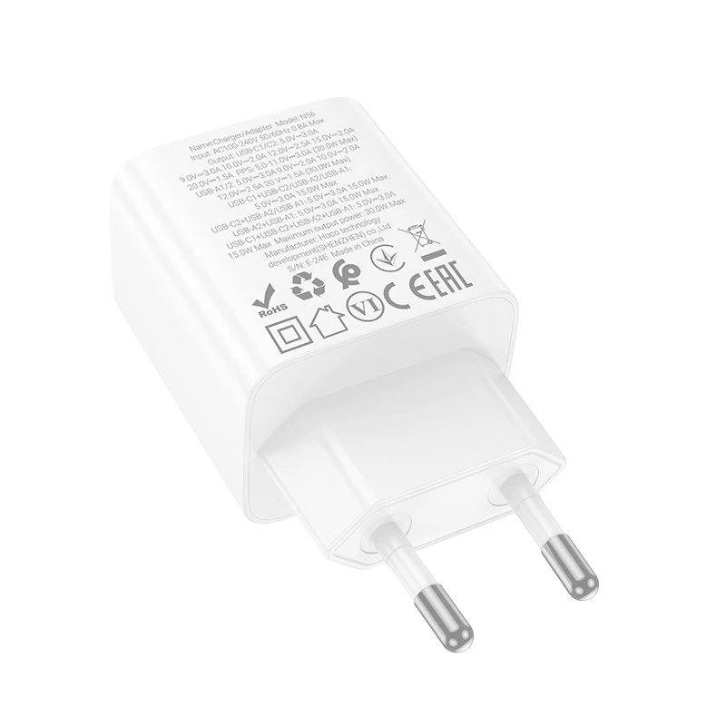 СЗУ Hoco N56 Fundador PD30W four-port (2C2A) – White. Фото 2 из 3