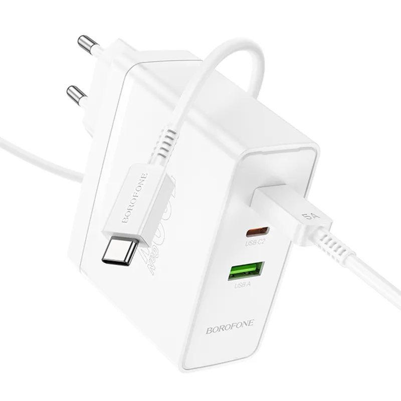 МЗП Borofone BN11 Imperial PD100W+QC3.0 (1USB-A/2C) + кабель Type-C to Type-C – White. Фото 4 з 6
