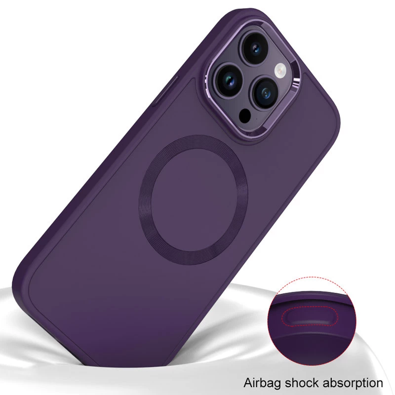 TPU чохол Bonbon з металевими кнопками та MagSafe на Apple iPhone 16 – Фіолетовий / Dark Purple. Фото 14 з 17