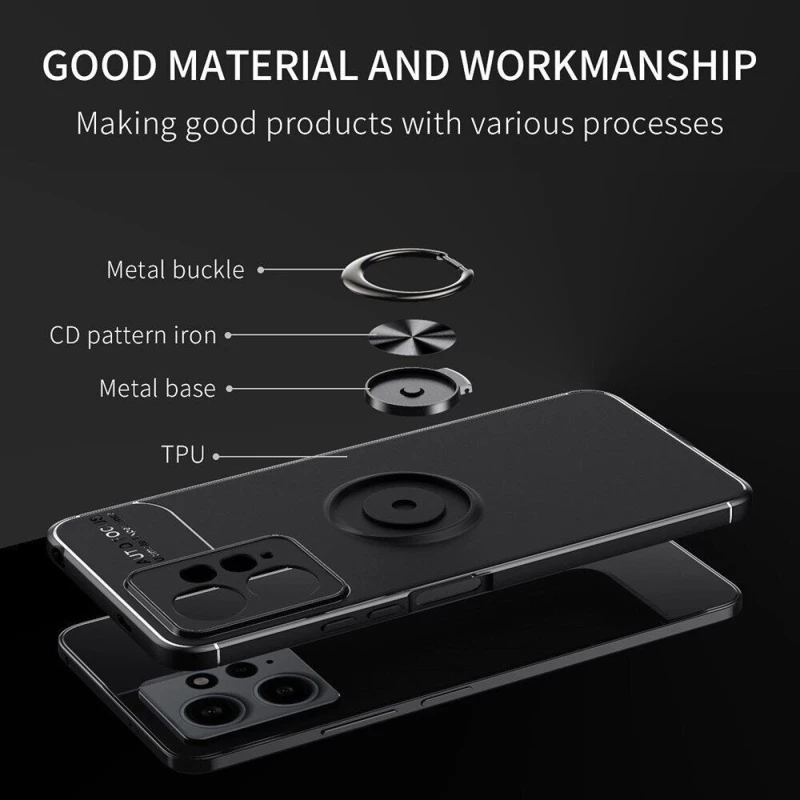 Чехол Deen ColorRing с кольцом для Xiaomi Redmi Note 12 4G – Черный / Черный. Фото 2 из 7