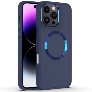 TPU чехол Bonbon с металлическими кнопками та MagSafe на Apple iPhone 16 Pro — Синий / Cosmos Blue