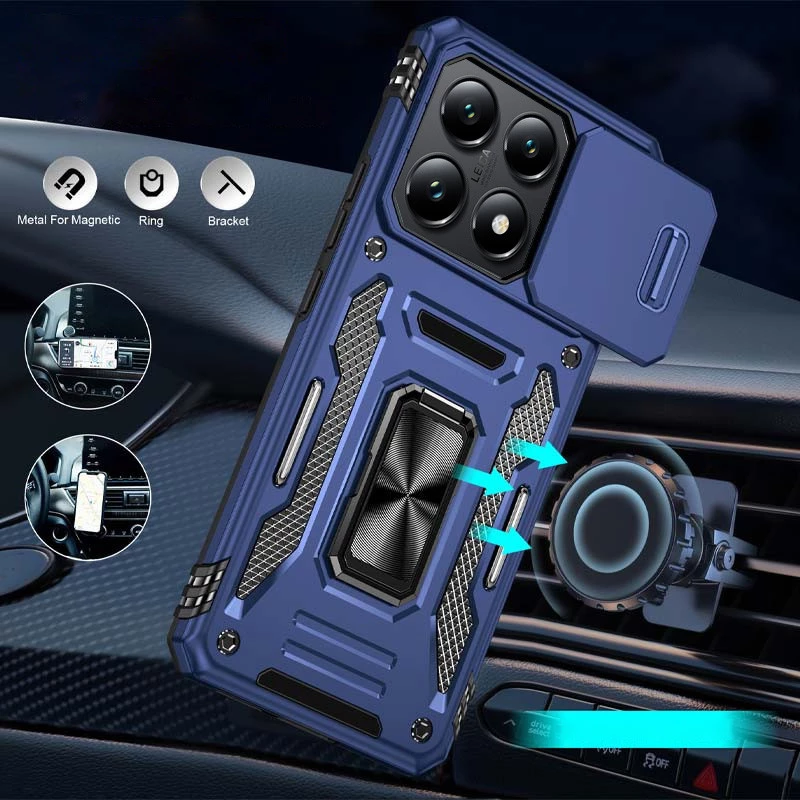 Ударостійкий чохол Square Ring зi шторкою на камеру на Xiaomi 14T – Синій / Navy. Фото 2 з 2