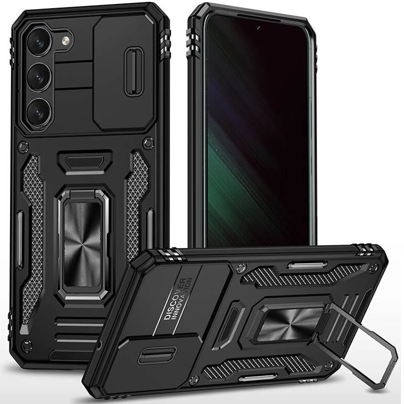 

Ударостійкий чохол Square Ring зi шторкою на камеру на Samsung Galaxy S21+ (Чорний / Black)