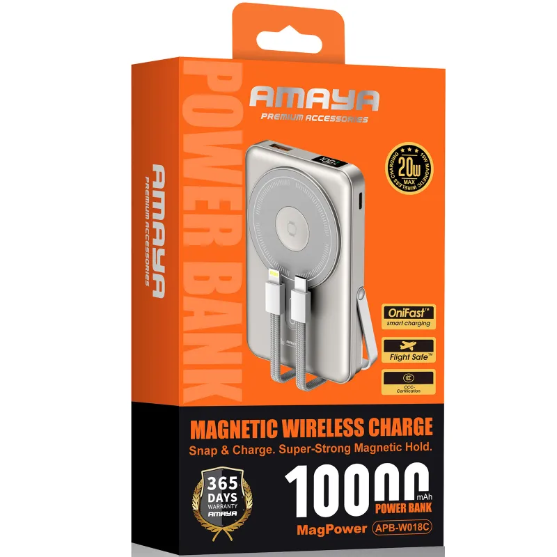 Портативний ЗП Power Bank Amaya W018C 20W з БЗП 10000 mAh – Gray. Фото 2 з 2