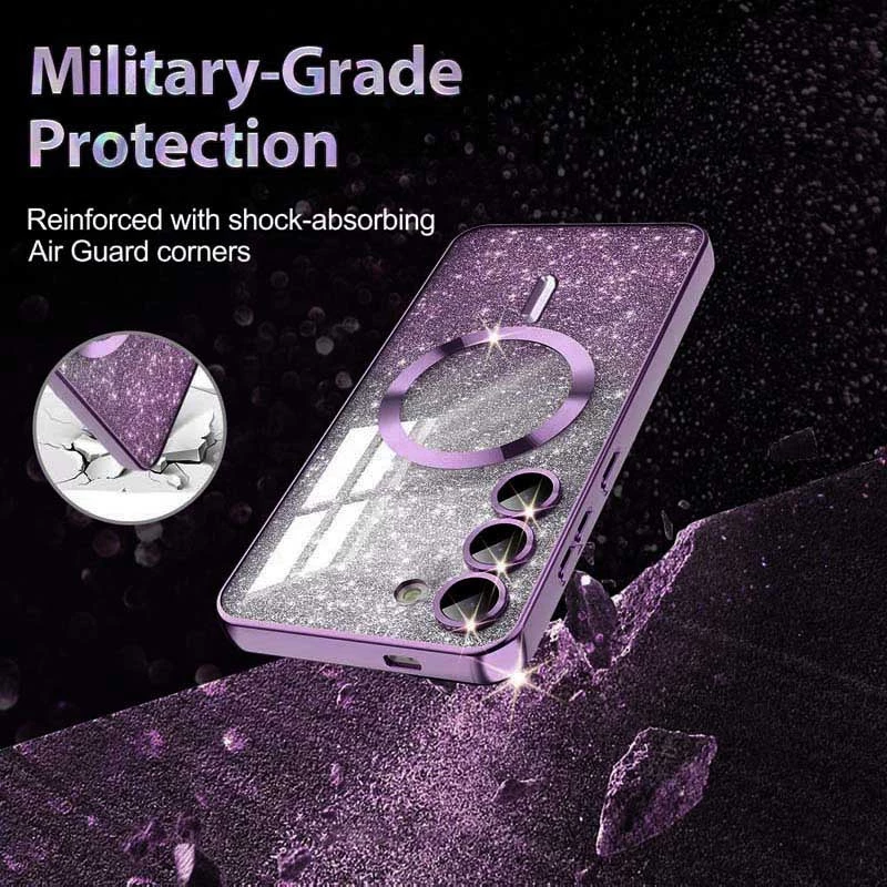 Чохол з блискітками, захисними лінзами на камеру та MagSafe на Samsung Galaxy S21 FE – Фіолетовий / Deep Purple. Фото 7 з 11