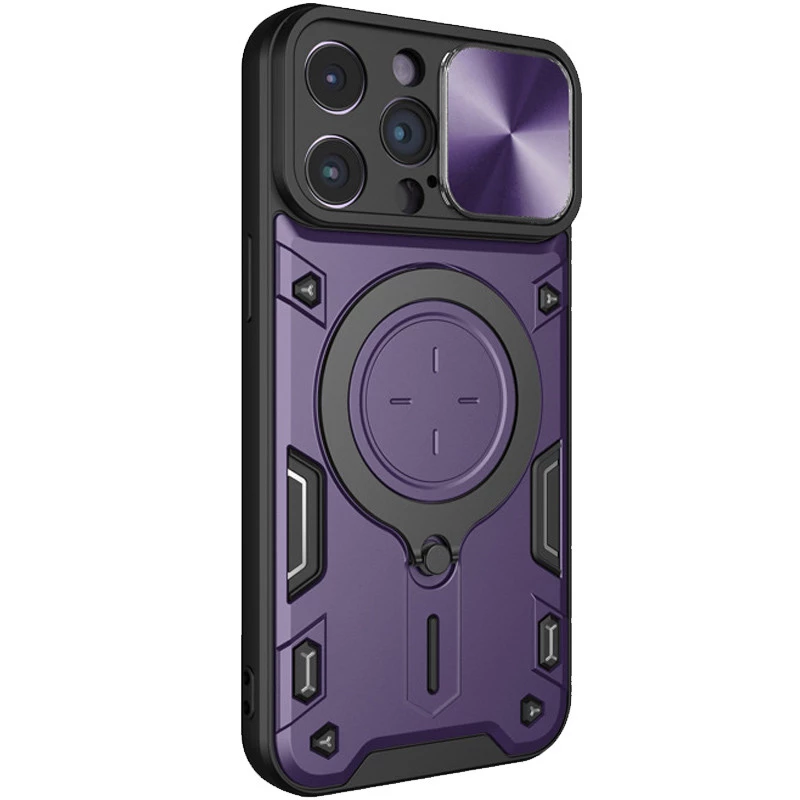 

Ударостійкий чохол Bracket Ringstand із захисною шторкою для камери на Apple iPhone 15 Pro (6.1") (Purple)